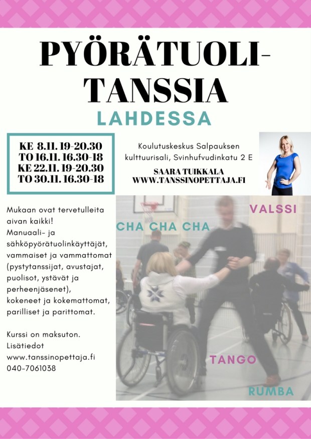 Mainos Pyörätuolitanssi Lahti syksy 2017